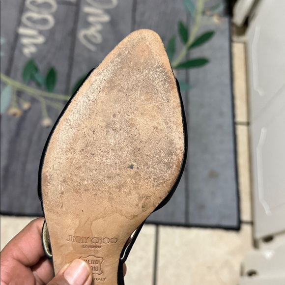 Jimmy Choo Black Heels with Floral Accent - Picture 5 of 5